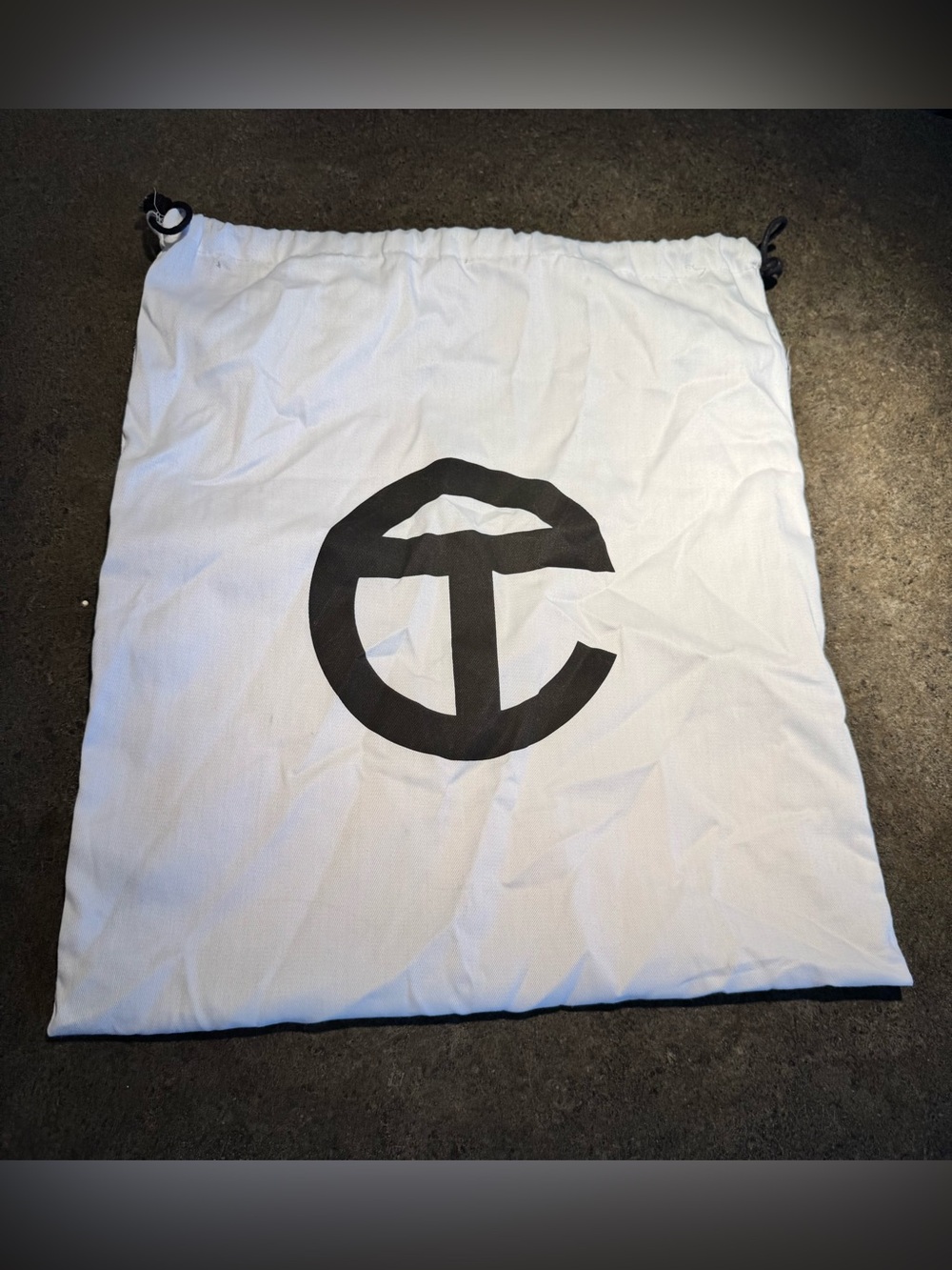 Telfar White Drawstring Dust Bag with Black Logo